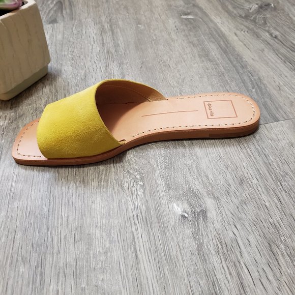 Dolce Vita Yellow Slide Sandals - Picture 6 of 14